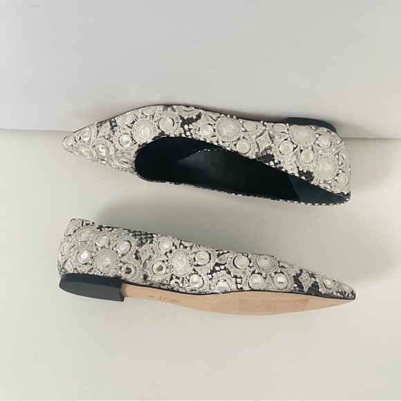 Tory Burch Yasmin Embroidered Mirror Pointed Toe Ballet Flat -New N Box- Reemoly - Picture 8 of 15
